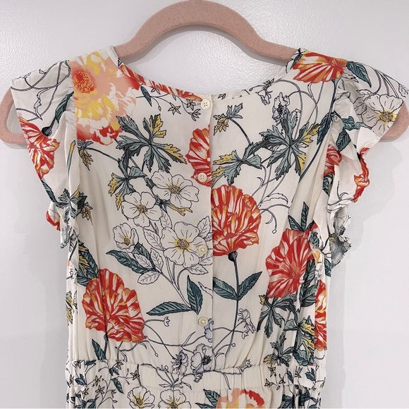 GAP Girls Sz L Off White Floral Flutter Sleeve Summer Dress - Picture 5 of 12